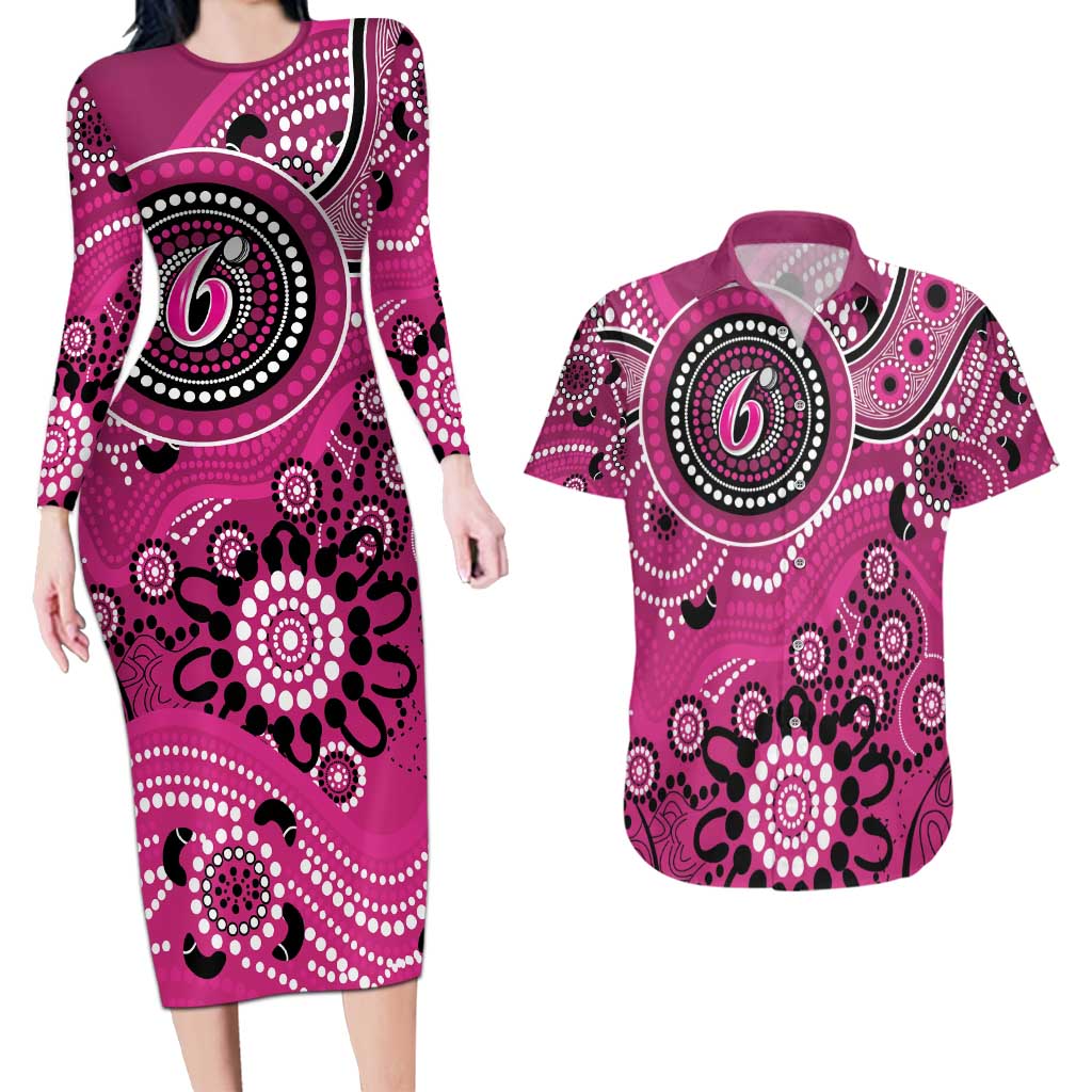 Sixers Cricket Custom Couples Matching Long Sleeve Bodycon Dress and Hawaiian Shirt Australian Aboriginal