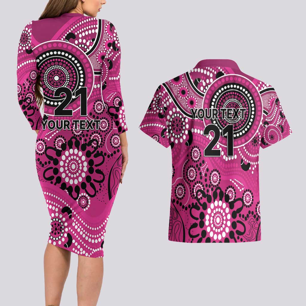 Sixers Cricket Custom Couples Matching Long Sleeve Bodycon Dress and Hawaiian Shirt Australian Aboriginal