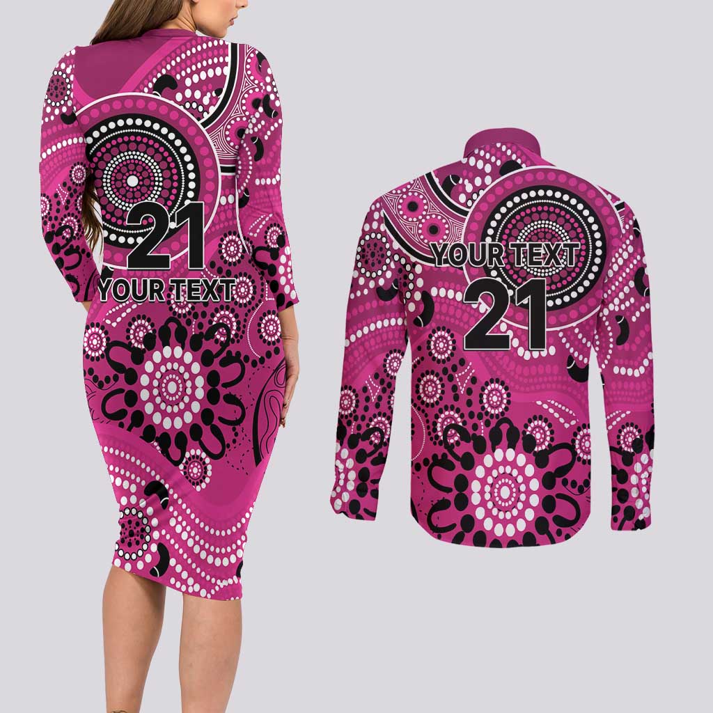 Sixers Cricket Custom Couples Matching Long Sleeve Bodycon Dress and Long Sleeve Button Shirt Australian Aboriginal