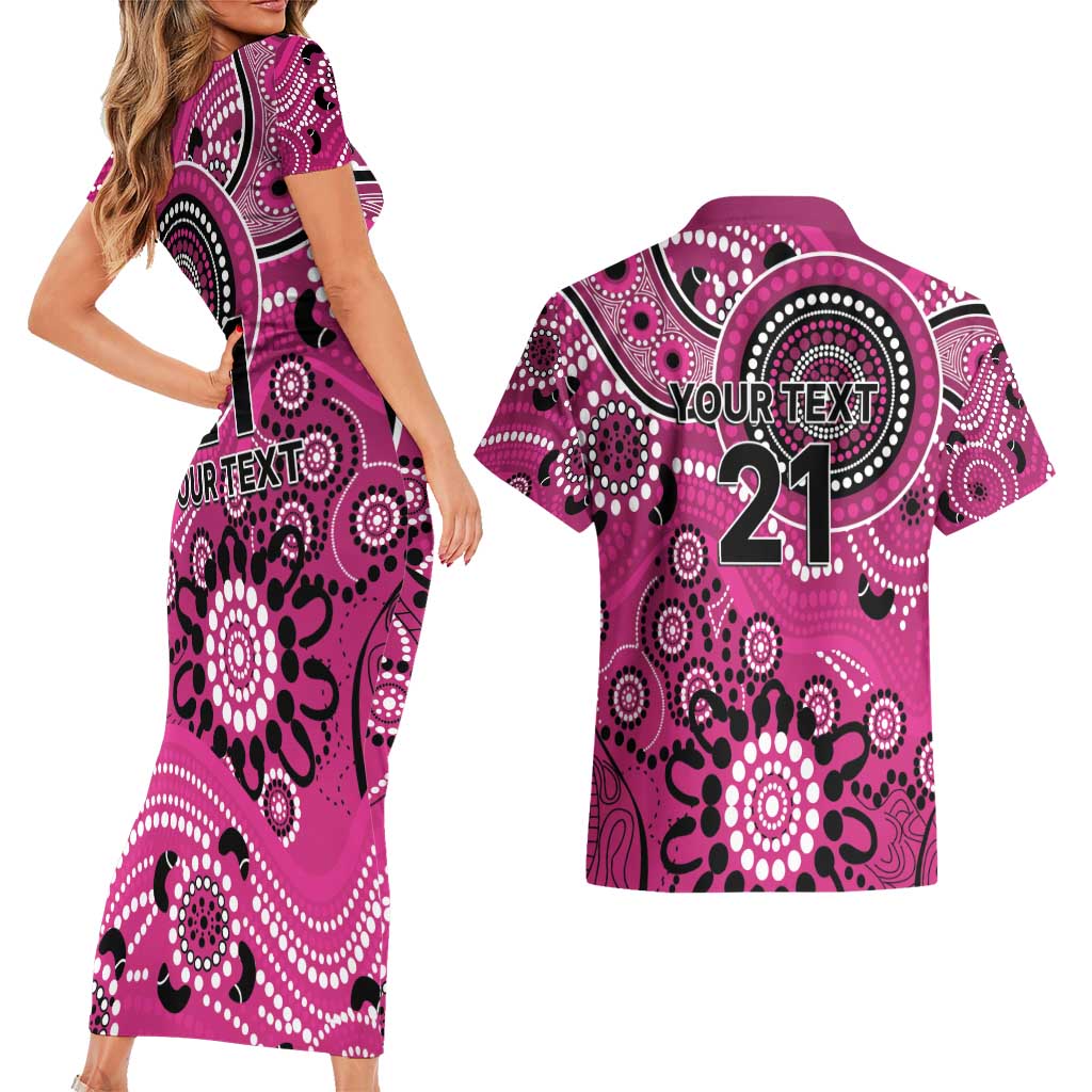 Sixers Cricket Custom Couples Matching Short Sleeve Bodycon Dress and Hawaiian Shirt Australian Aboriginal