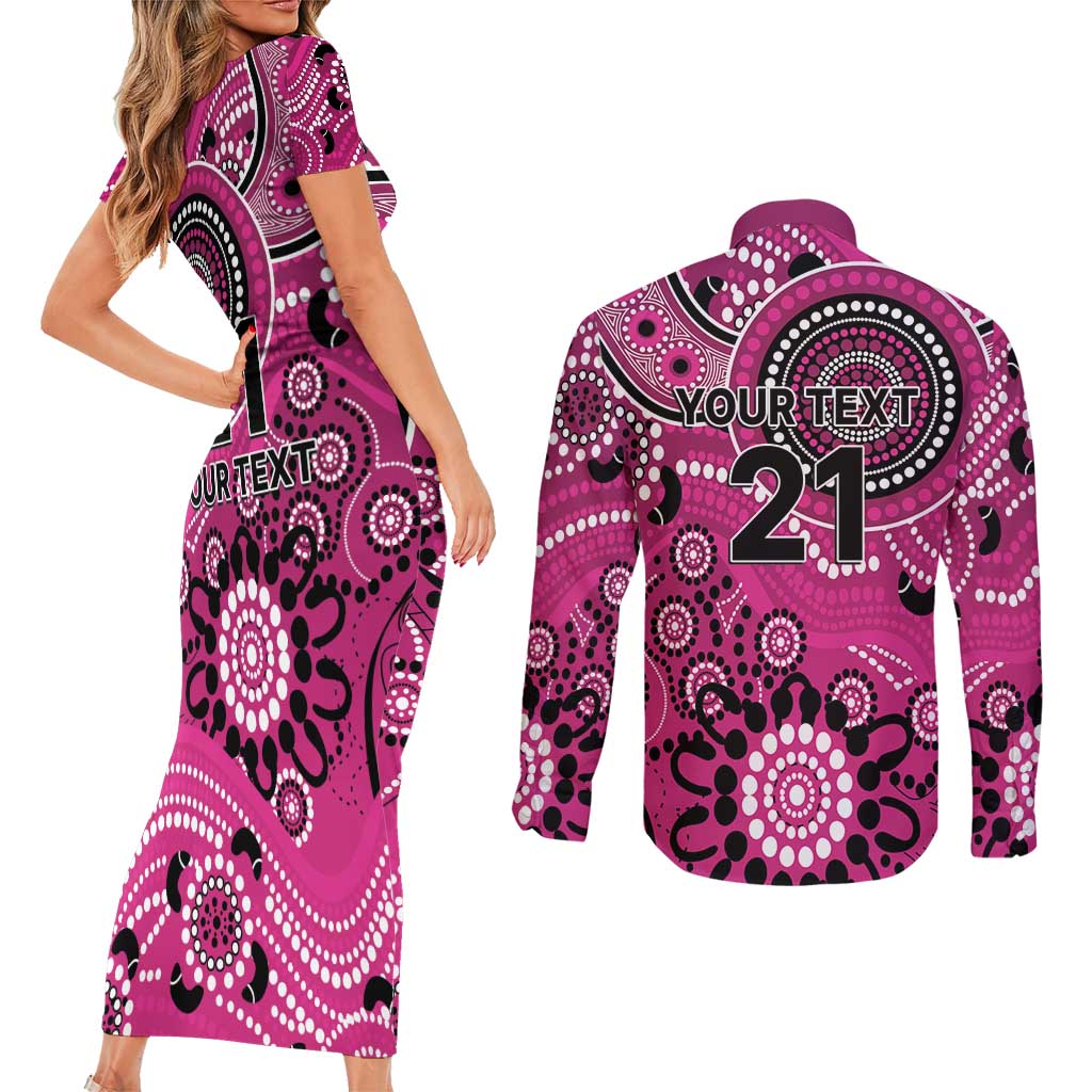 Sixers Cricket Custom Couples Matching Short Sleeve Bodycon Dress and Long Sleeve Button Shirt Australian Aboriginal