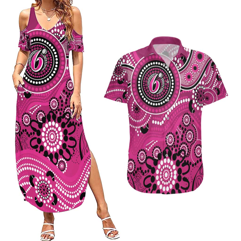 Sixers Cricket Custom Couples Matching Summer Maxi Dress and Hawaiian Shirt Australian Aboriginal