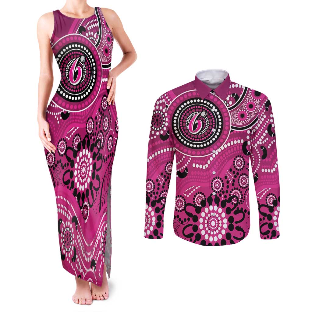 Sixers Cricket Custom Couples Matching Tank Maxi Dress and Long Sleeve Button Shirt Australian Aboriginal