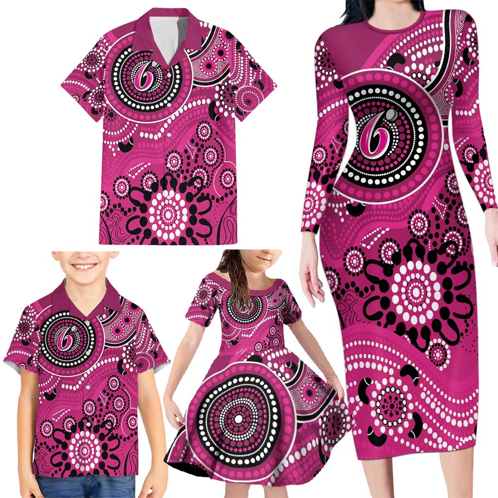 Sixers Cricket Custom Family Matching Long Sleeve Bodycon Dress and Hawaiian Shirt Australian Aboriginal