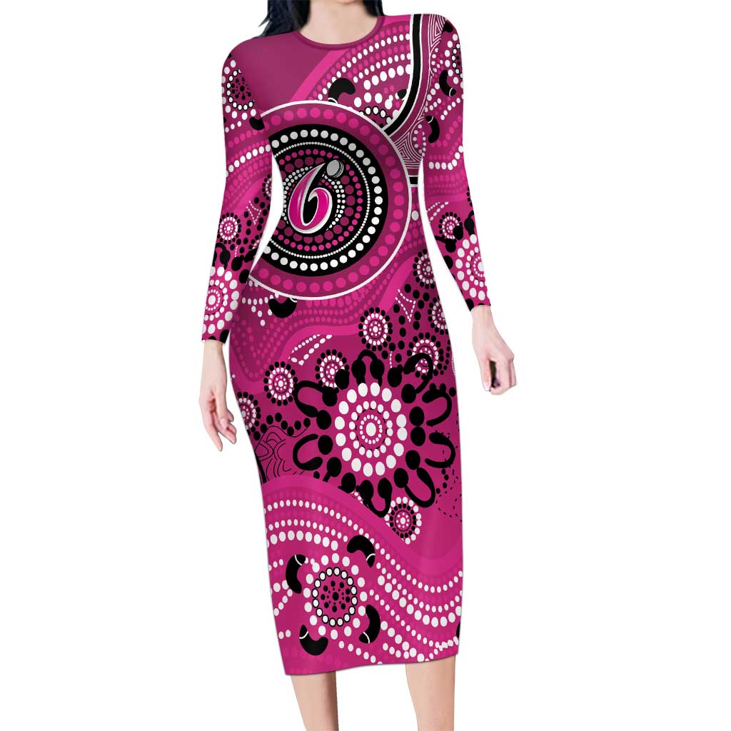 Sixers Cricket Custom Family Matching Long Sleeve Bodycon Dress and Hawaiian Shirt Australian Aboriginal