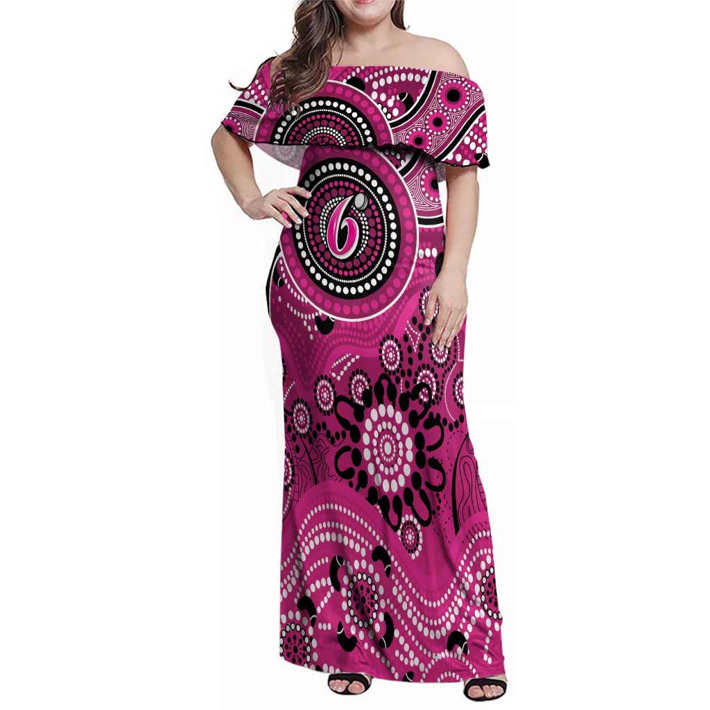 Sixers Cricket Custom Family Matching Off Shoulder Maxi Dress and Hawaiian Shirt Australian Aboriginal