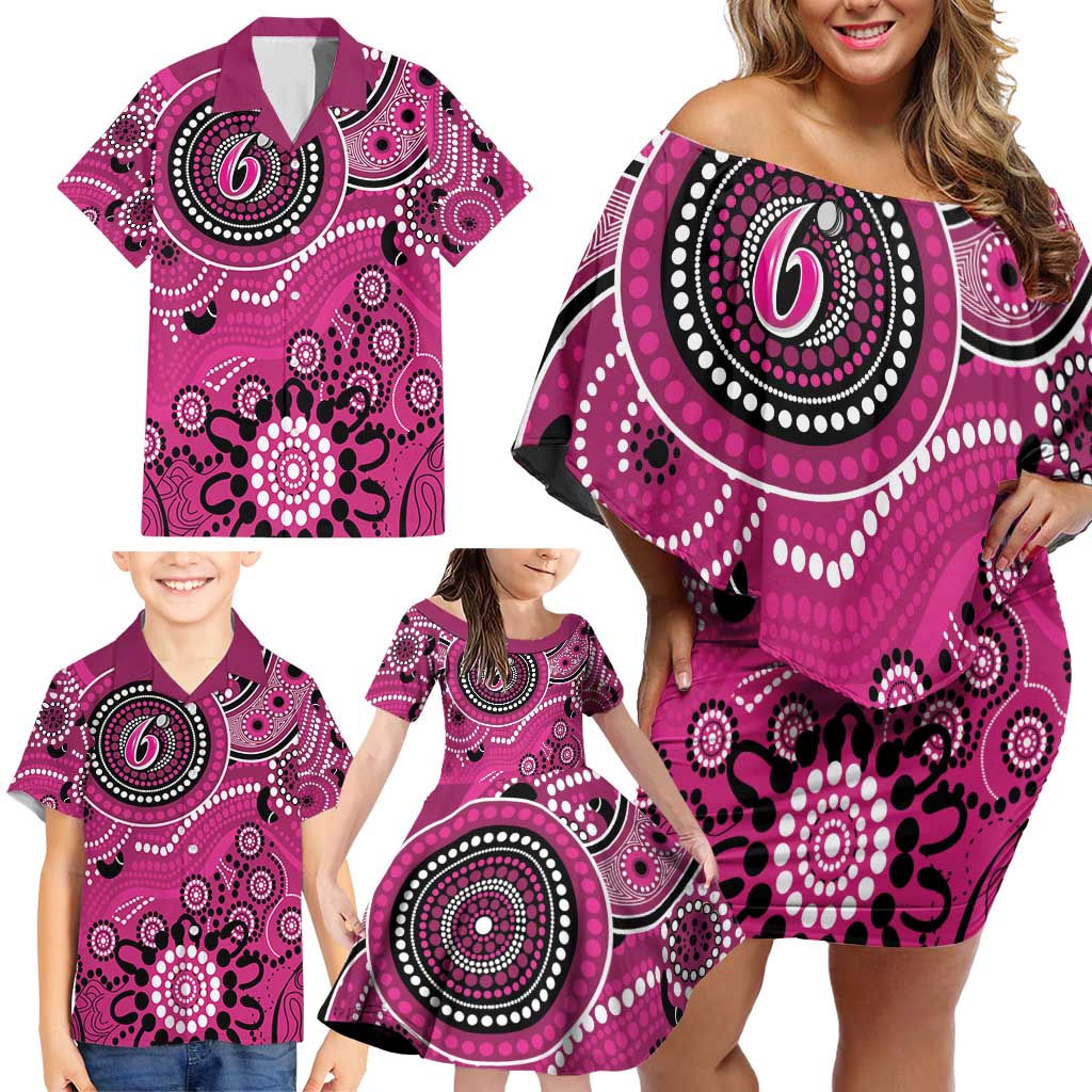 Sixers Cricket Custom Family Matching Off Shoulder Short Dress and Hawaiian Shirt Australian Aboriginal