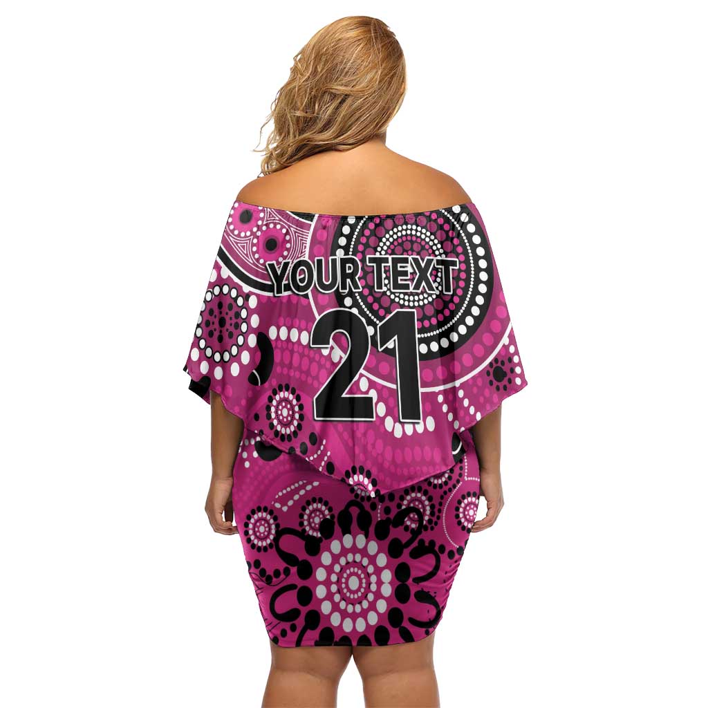 Sixers Cricket Custom Family Matching Off Shoulder Short Dress and Hawaiian Shirt Australian Aboriginal