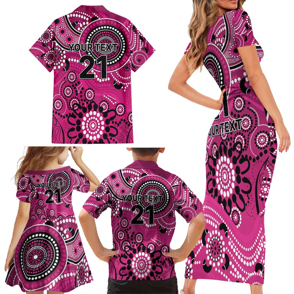 Sixers Cricket Custom Family Matching Short Sleeve Bodycon Dress and Hawaiian Shirt Australian Aboriginal