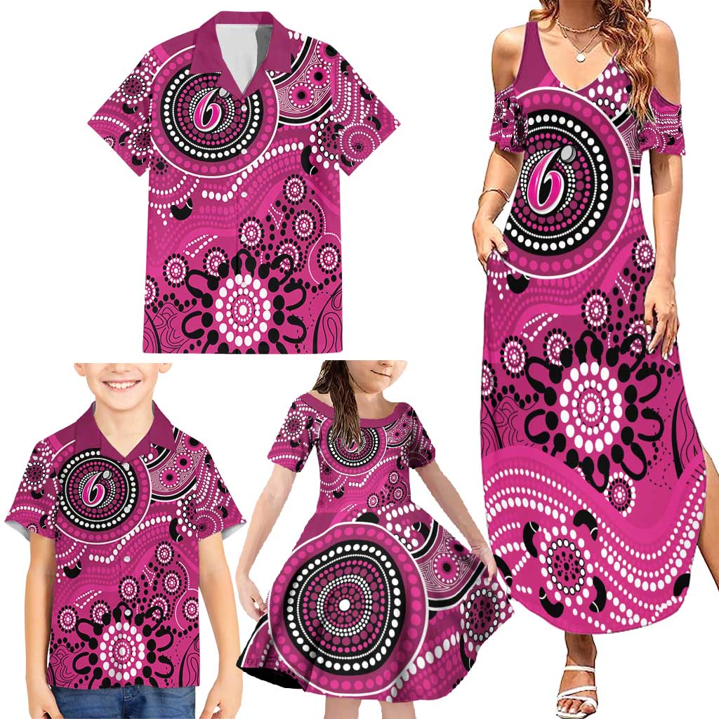 Sixers Cricket Custom Family Matching Summer Maxi Dress and Hawaiian Shirt Australian Aboriginal