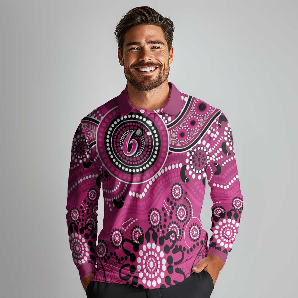 Sixers Cricket Custom Long Sleeve Polo Shirt Australian Aboriginal