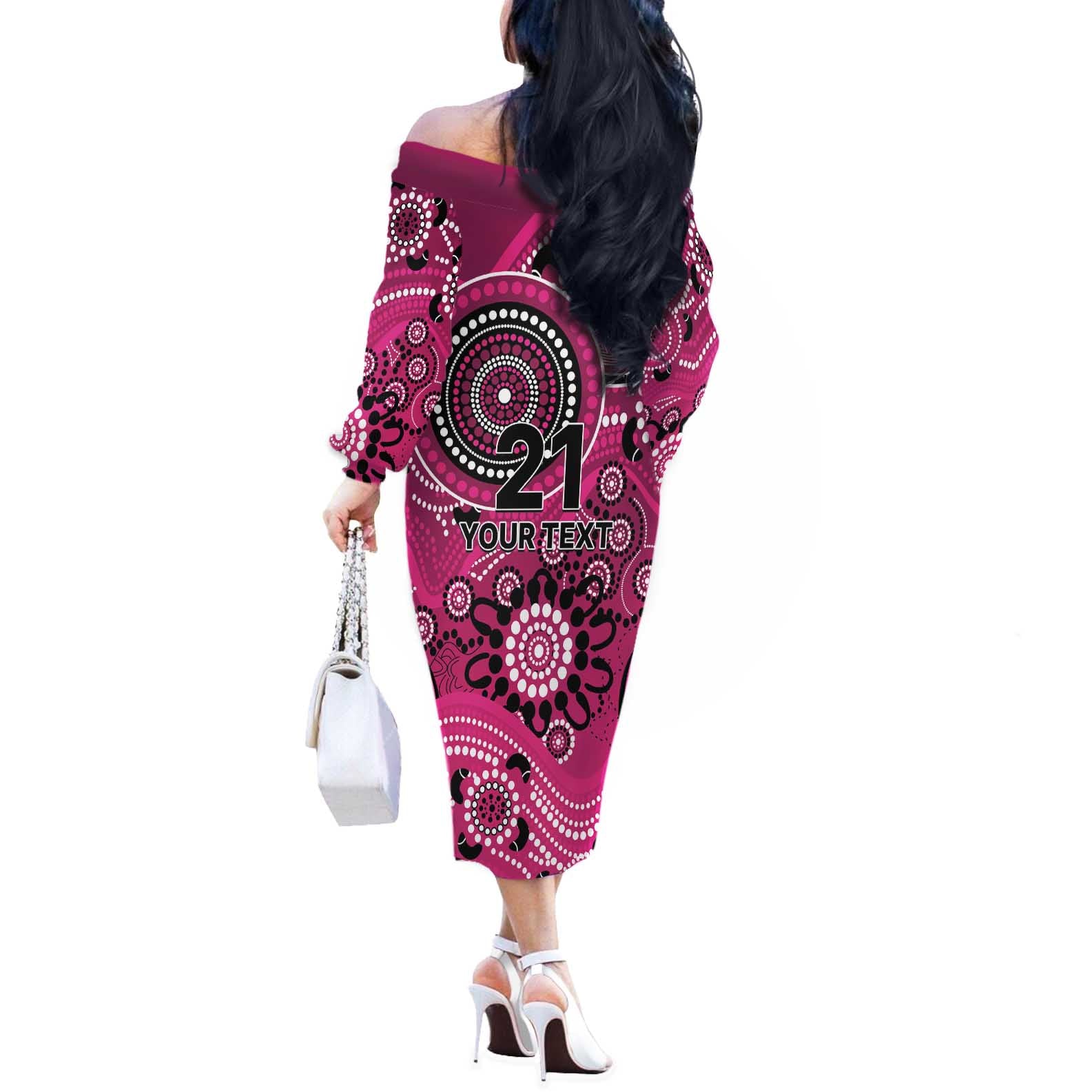 Sixers Cricket Custom Off The Shoulder Long Sleeve Dress Australian Aboriginal