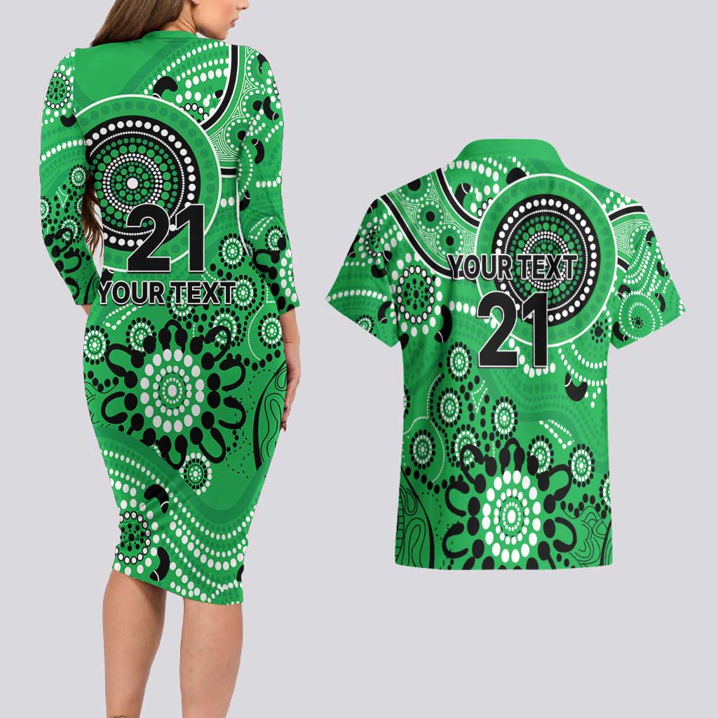 Stars Cricket Custom Couples Matching Long Sleeve Bodycon Dress and Hawaiian Shirt Australian Aboriginal