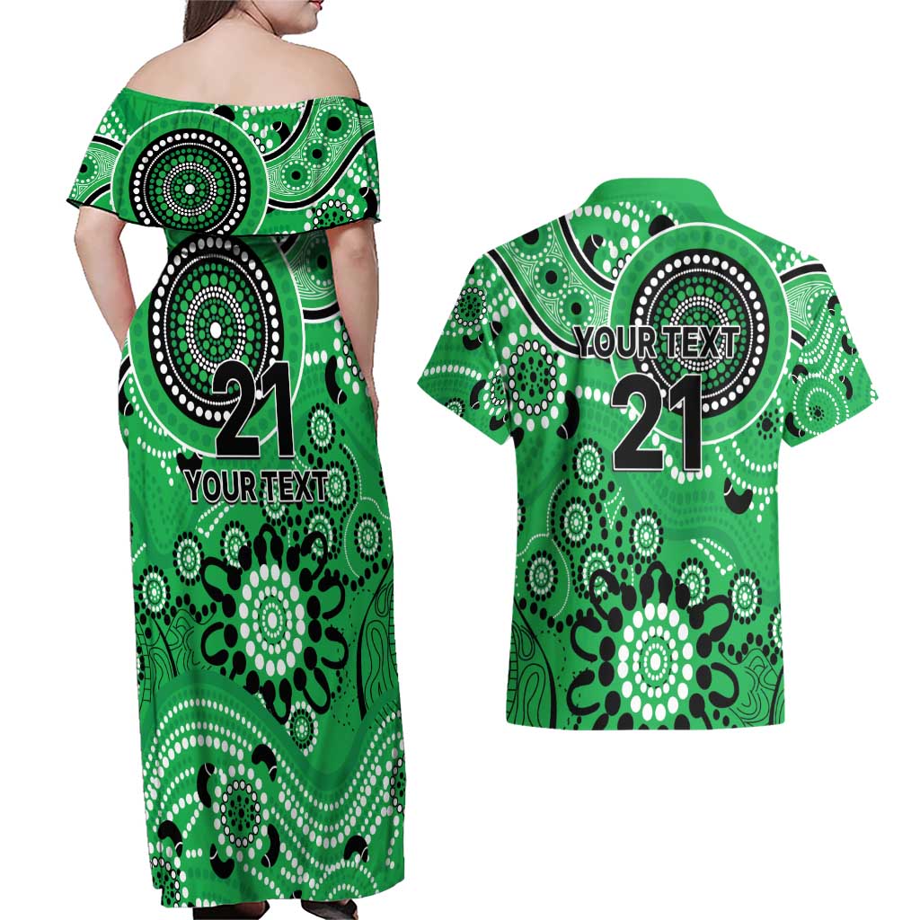 Stars Cricket Custom Couples Matching Off Shoulder Maxi Dress and Hawaiian Shirt Australian Aboriginal