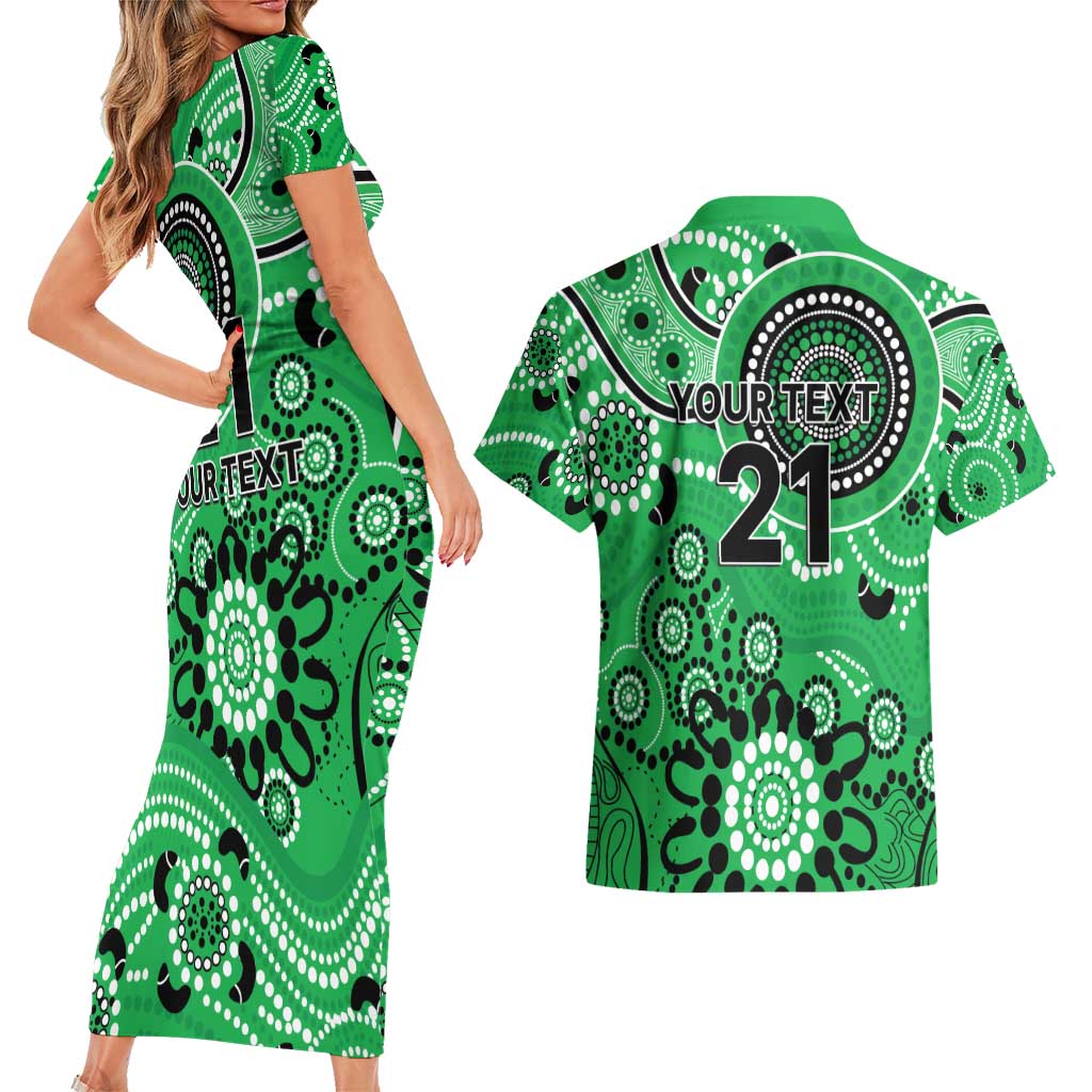 Stars Cricket Custom Couples Matching Short Sleeve Bodycon Dress and Hawaiian Shirt Australian Aboriginal