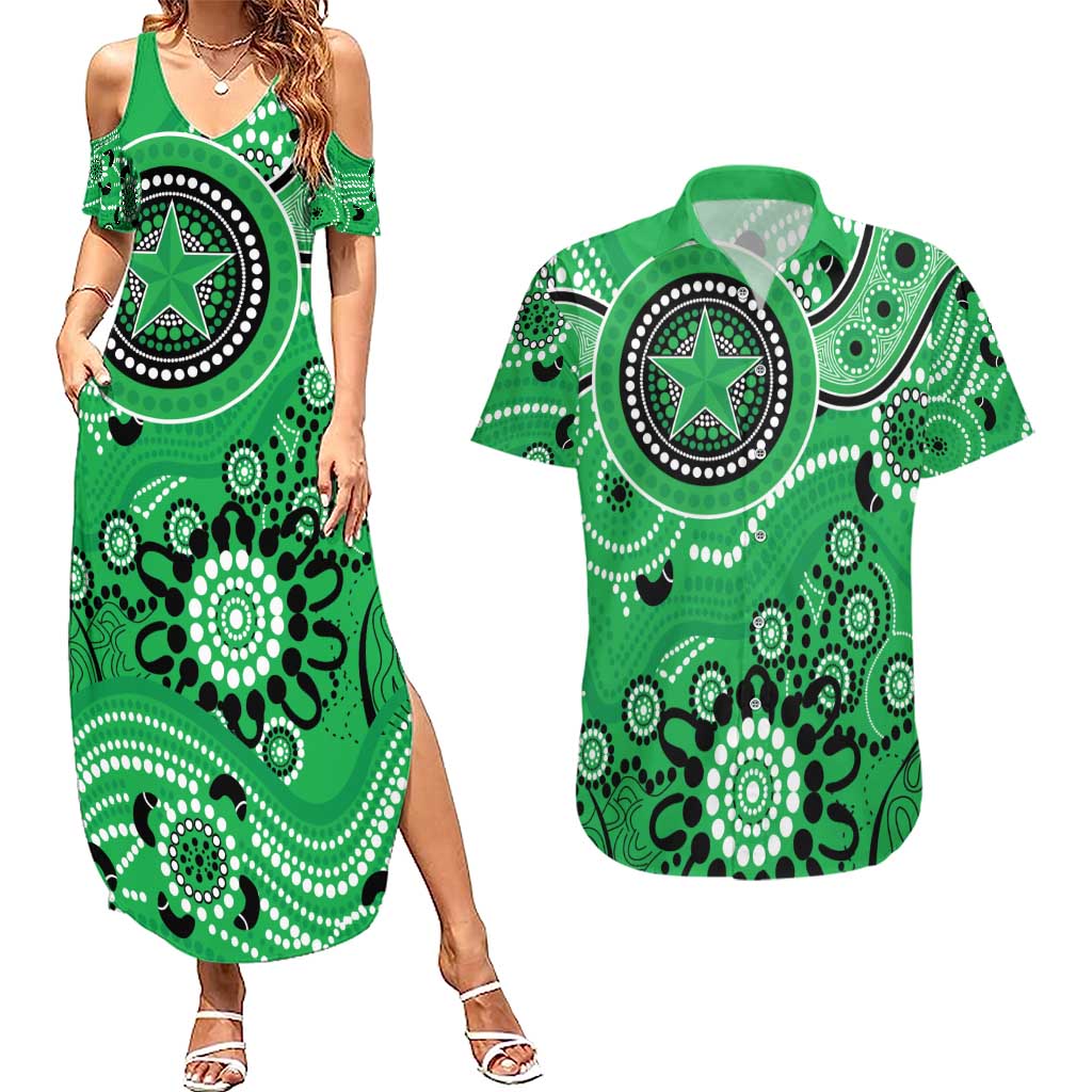 Stars Cricket Custom Couples Matching Summer Maxi Dress and Hawaiian Shirt Australian Aboriginal