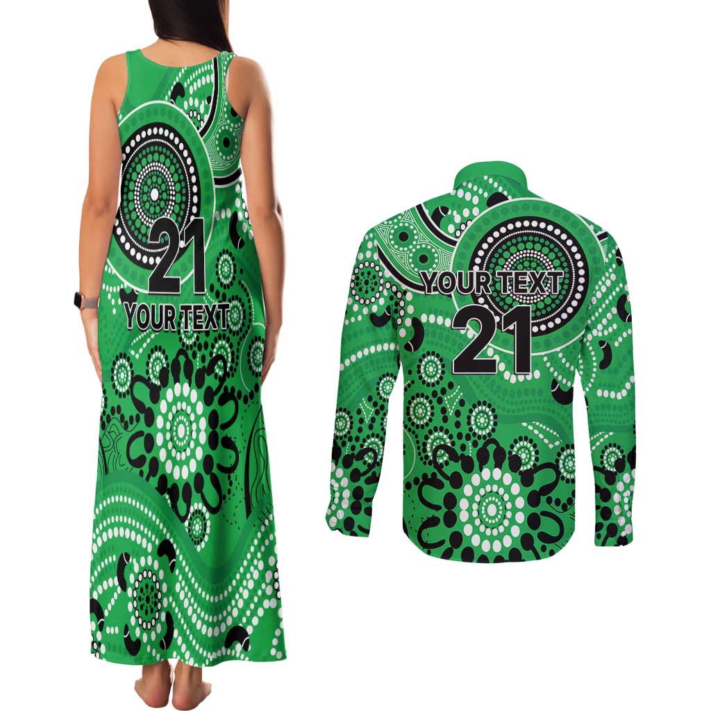 Stars Cricket Custom Couples Matching Tank Maxi Dress and Long Sleeve Button Shirt Australian Aboriginal