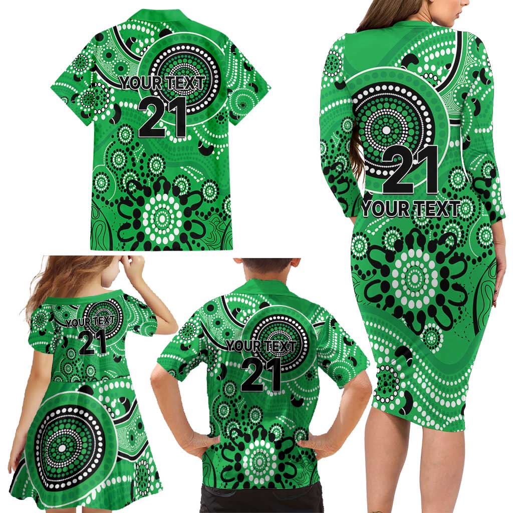 Stars Cricket Custom Family Matching Long Sleeve Bodycon Dress and Hawaiian Shirt Australian Aboriginal