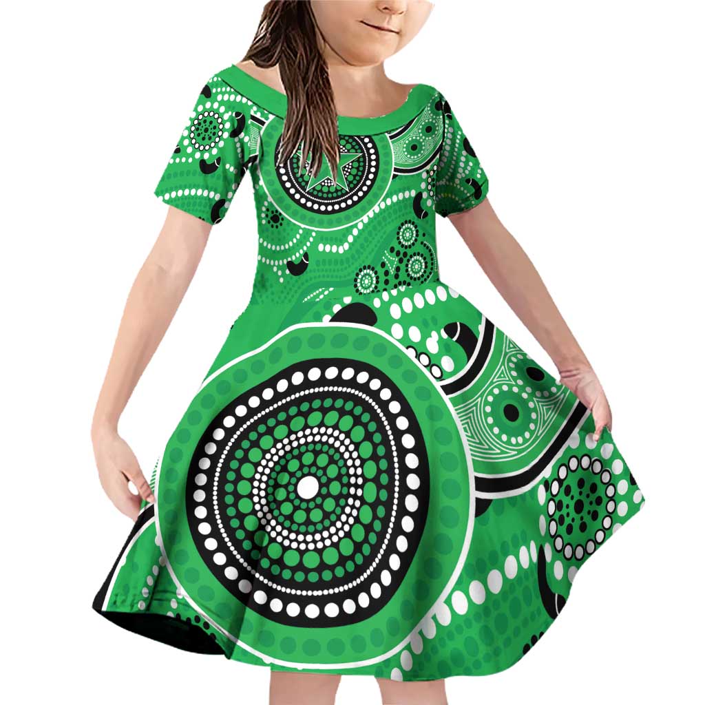 Stars Cricket Custom Family Matching Off Shoulder Short Dress and Hawaiian Shirt Australian Aboriginal