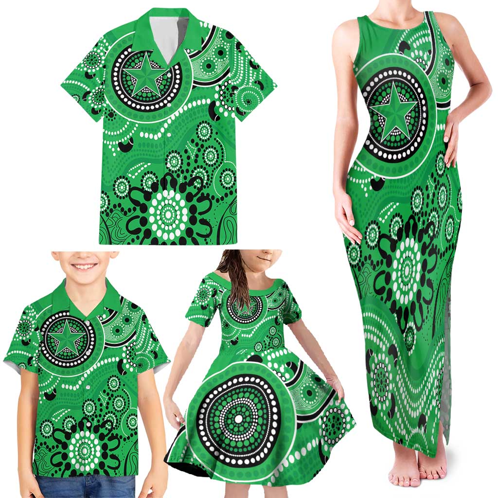 Stars Cricket Custom Family Matching Tank Maxi Dress and Hawaiian Shirt Australian Aboriginal