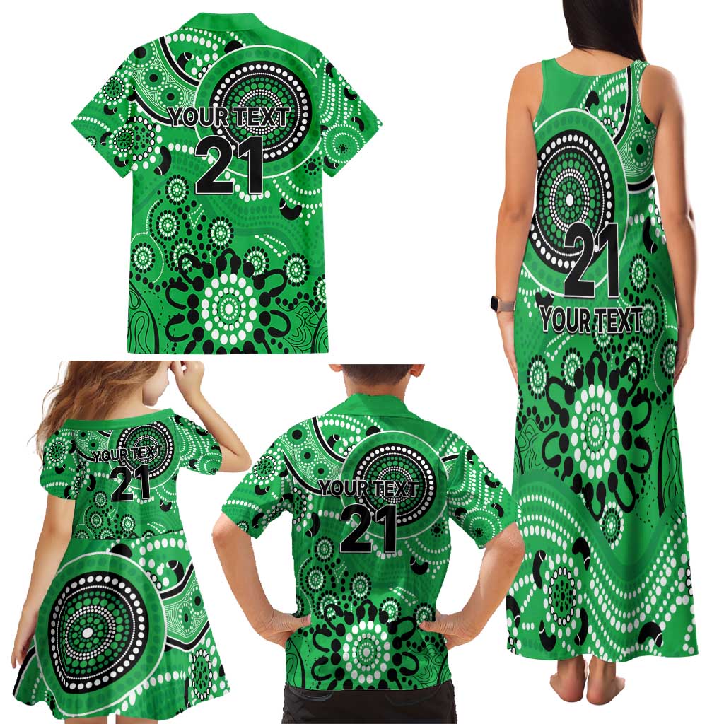 Stars Cricket Custom Family Matching Tank Maxi Dress and Hawaiian Shirt Australian Aboriginal