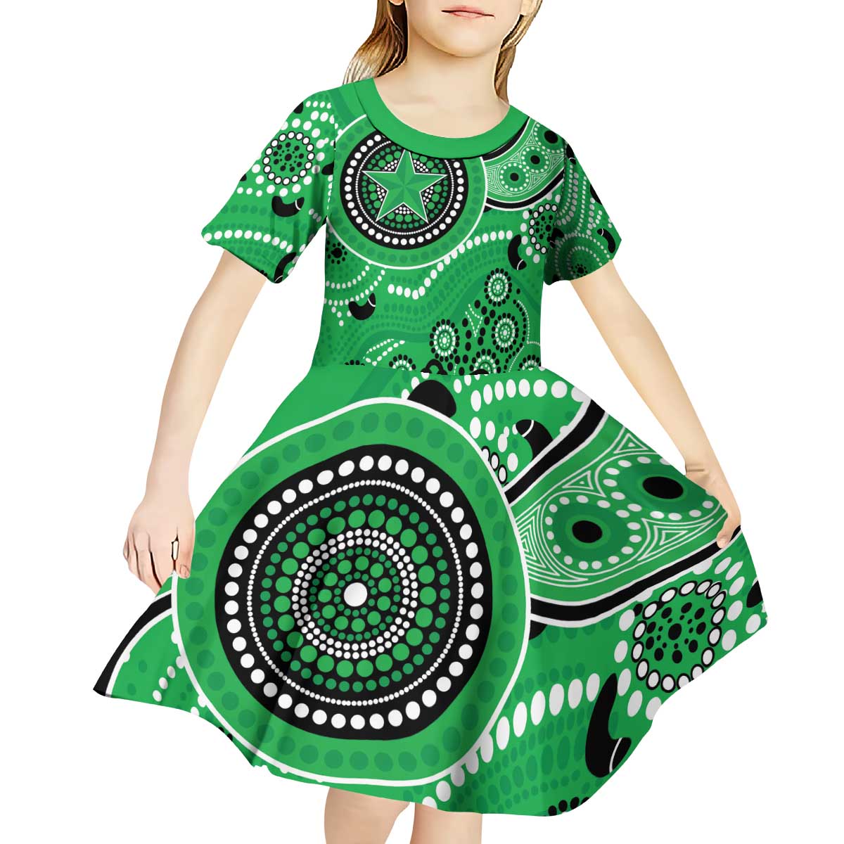 Stars Cricket Custom Kid Short Sleeve Dress Australian Aboriginal