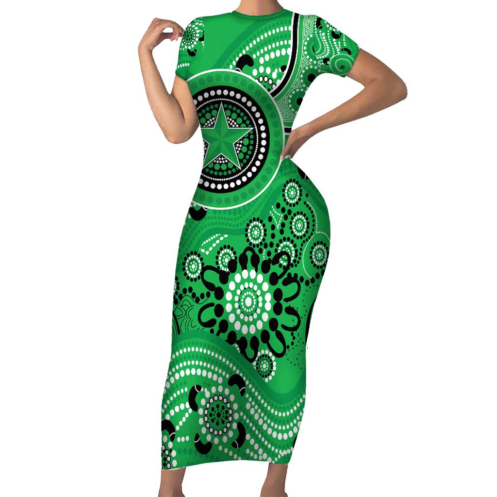 Stars Cricket Custom Short Sleeve Bodycon Dress Australian Aboriginal