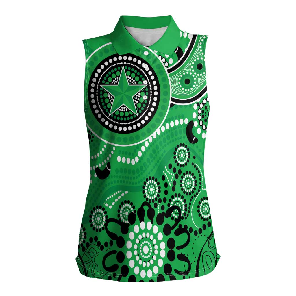 Stars Cricket Custom Women Sleeveless Polo Shirt Australian Aboriginal