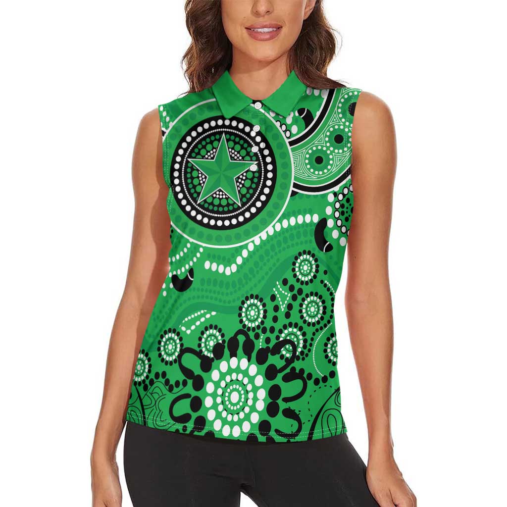 Stars Cricket Custom Women Sleeveless Polo Shirt Australian Aboriginal