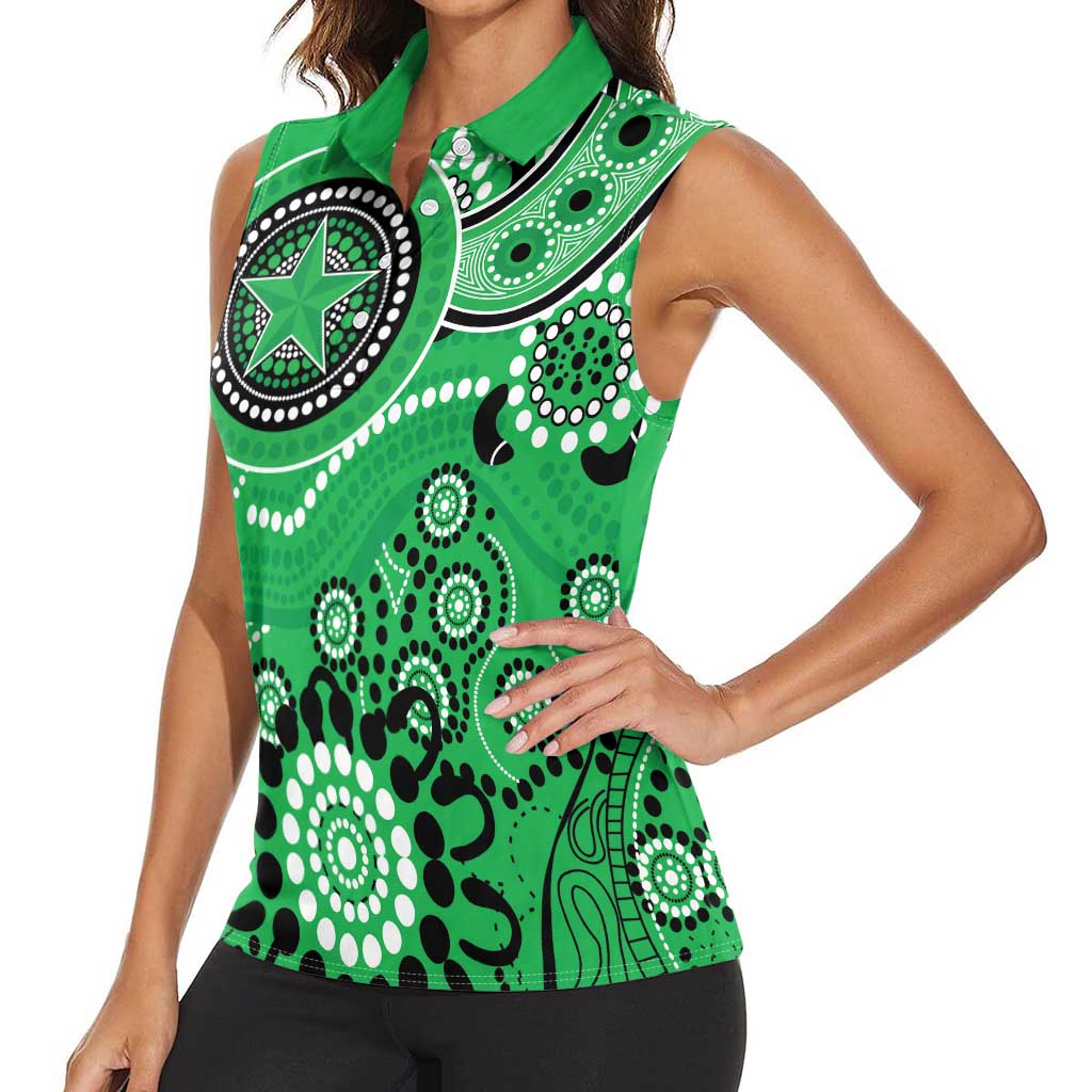 Stars Cricket Custom Women Sleeveless Polo Shirt Australian Aboriginal