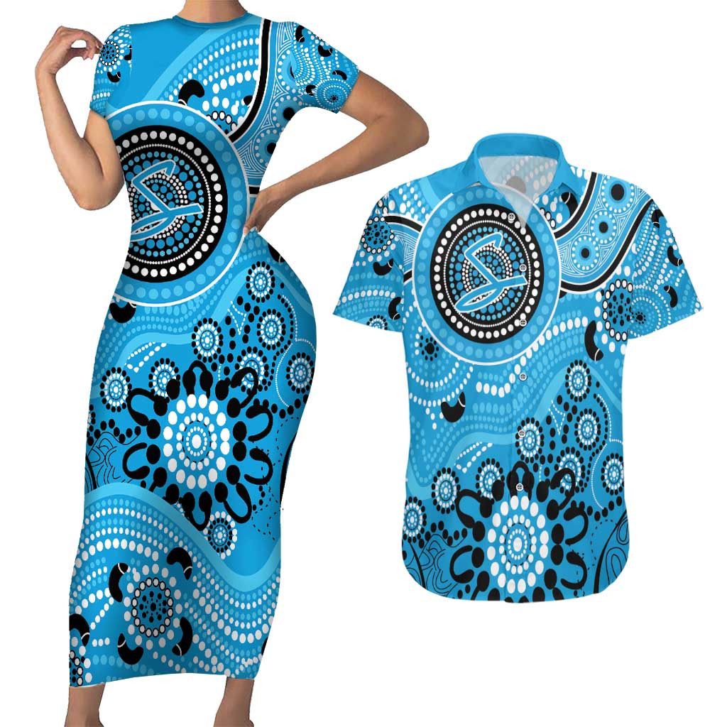 Strikers Cricket Custom Couples Matching Short Sleeve Bodycon Dress and Hawaiian Shirt Australian Aboriginal