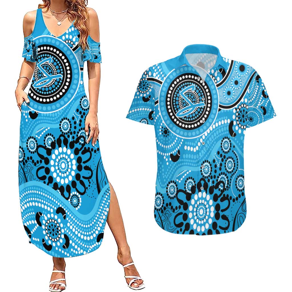 Strikers Cricket Custom Couples Matching Summer Maxi Dress and Hawaiian Shirt Australian Aboriginal