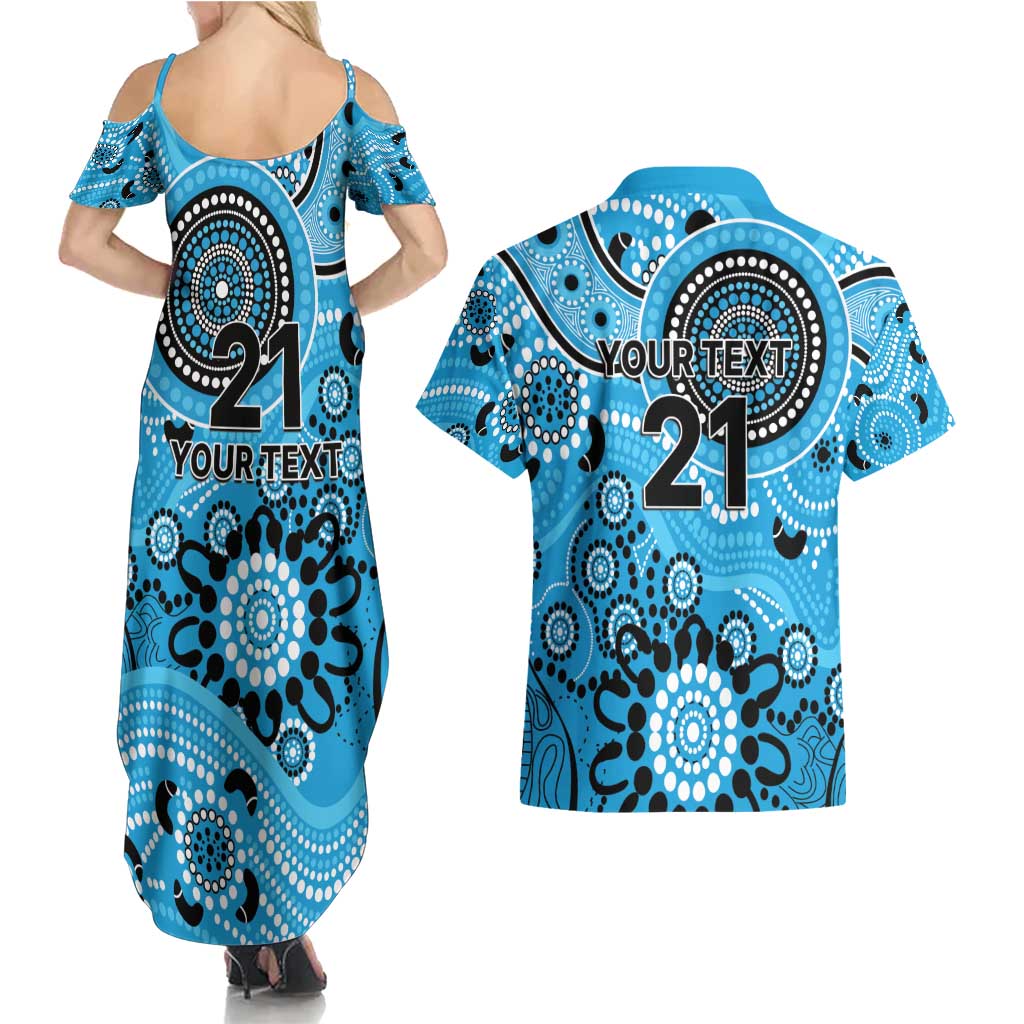 Strikers Cricket Custom Couples Matching Summer Maxi Dress and Hawaiian Shirt Australian Aboriginal