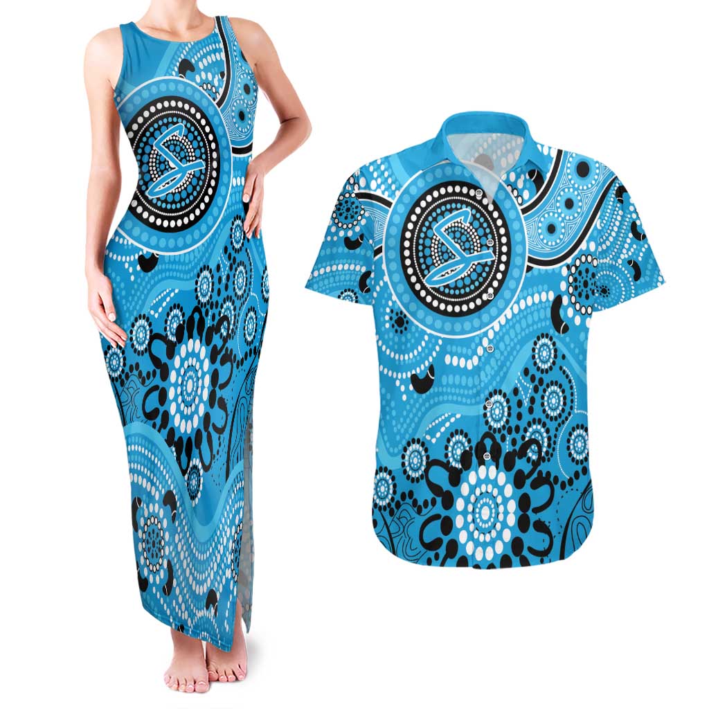 Strikers Cricket Custom Couples Matching Tank Maxi Dress and Hawaiian Shirt Australian Aboriginal