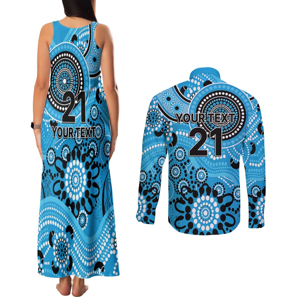 Strikers Cricket Custom Couples Matching Tank Maxi Dress and Long Sleeve Button Shirt Australian Aboriginal