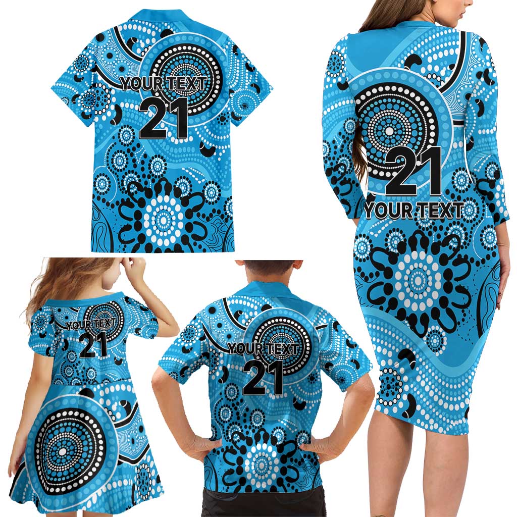 Strikers Cricket Custom Family Matching Long Sleeve Bodycon Dress and Hawaiian Shirt Australian Aboriginal