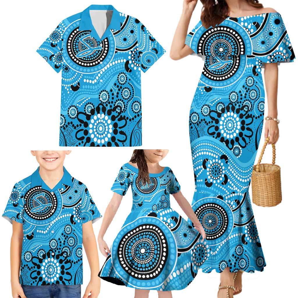 Strikers Cricket Custom Family Matching Mermaid Dress and Hawaiian Shirt Australian Aboriginal