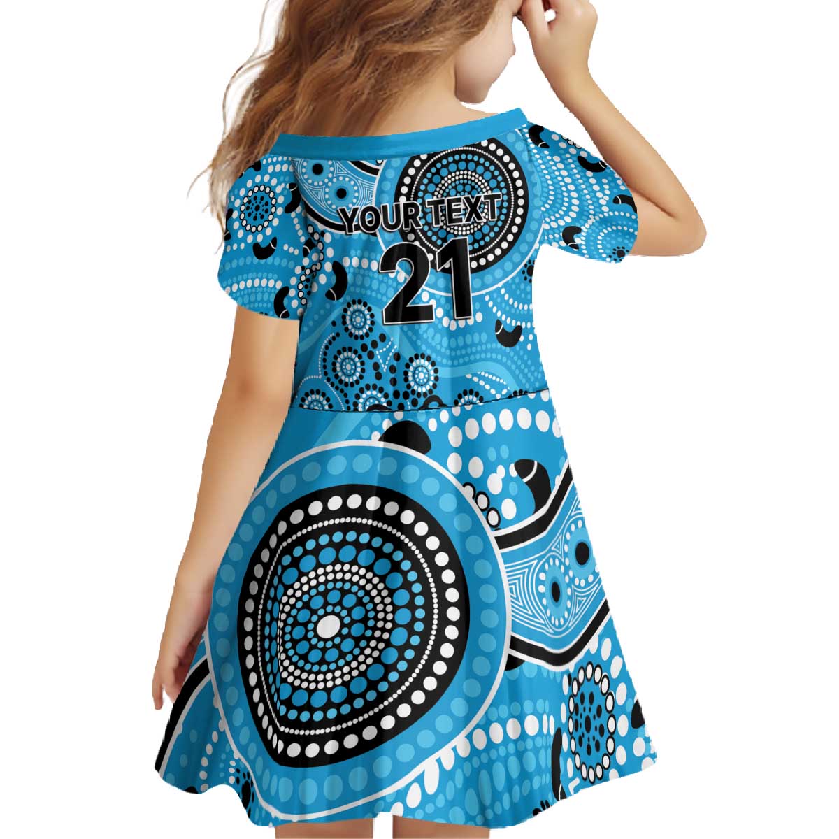 Strikers Cricket Custom Family Matching Off The Shoulder Long Sleeve Dress and Hawaiian Shirt Australian Aboriginal