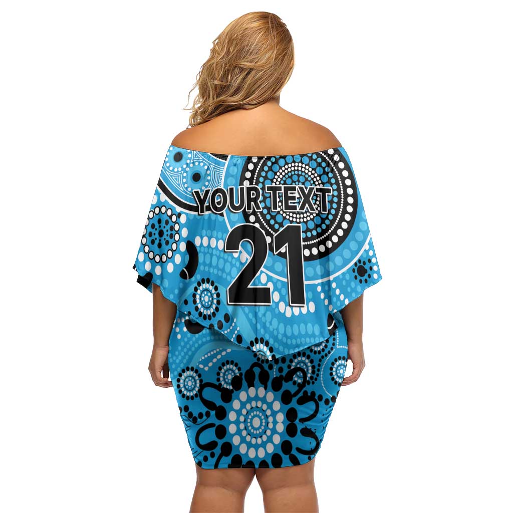 Strikers Cricket Custom Family Matching Off Shoulder Short Dress and Hawaiian Shirt Australian Aboriginal