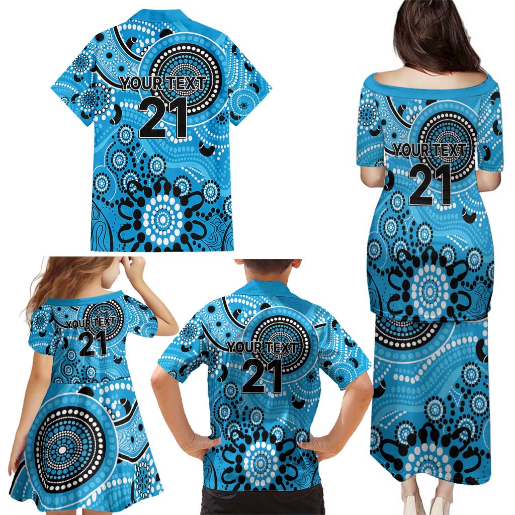 Strikers Cricket Custom Family Matching Puletasi and Hawaiian Shirt Australian Aboriginal