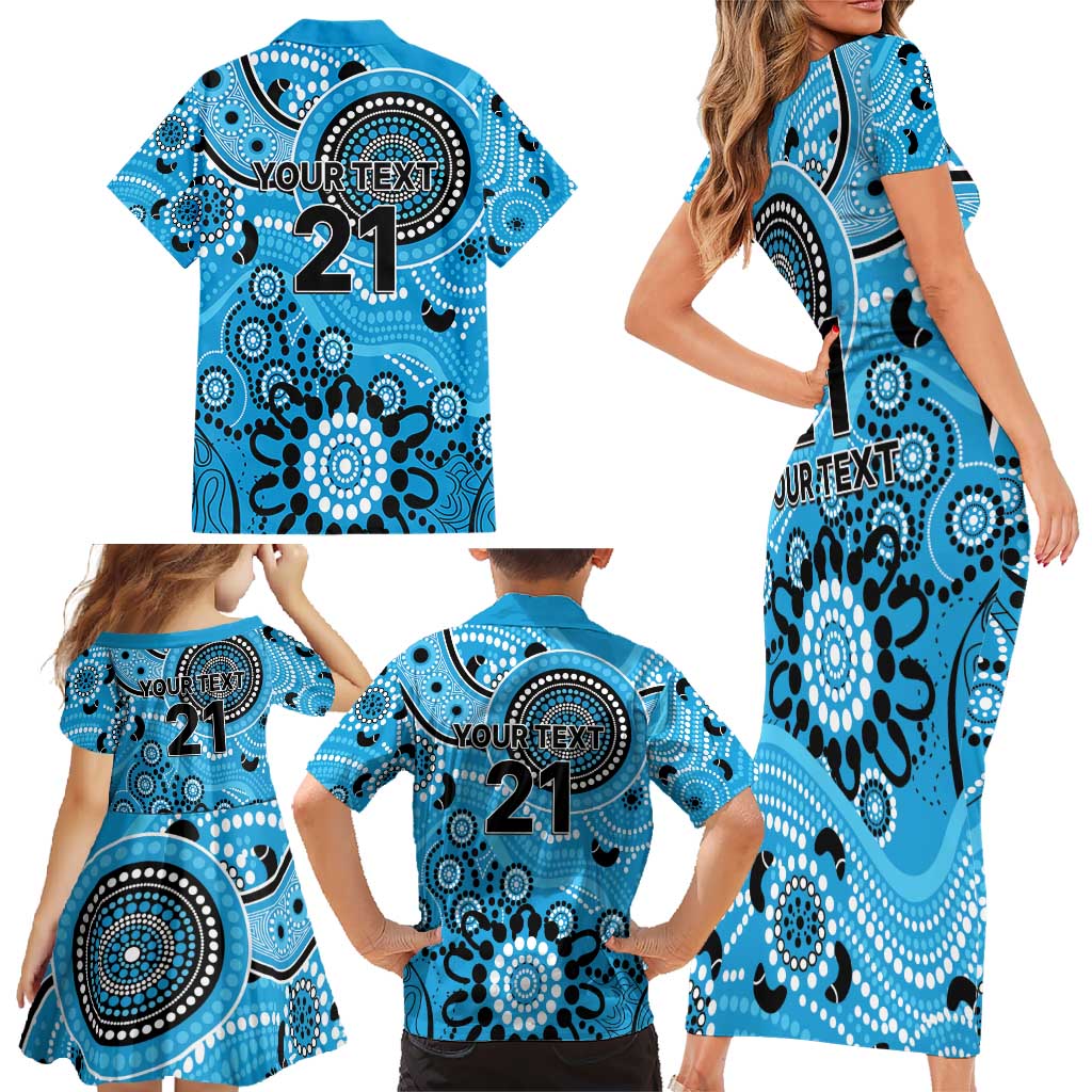 Strikers Cricket Custom Family Matching Short Sleeve Bodycon Dress and Hawaiian Shirt Australian Aboriginal