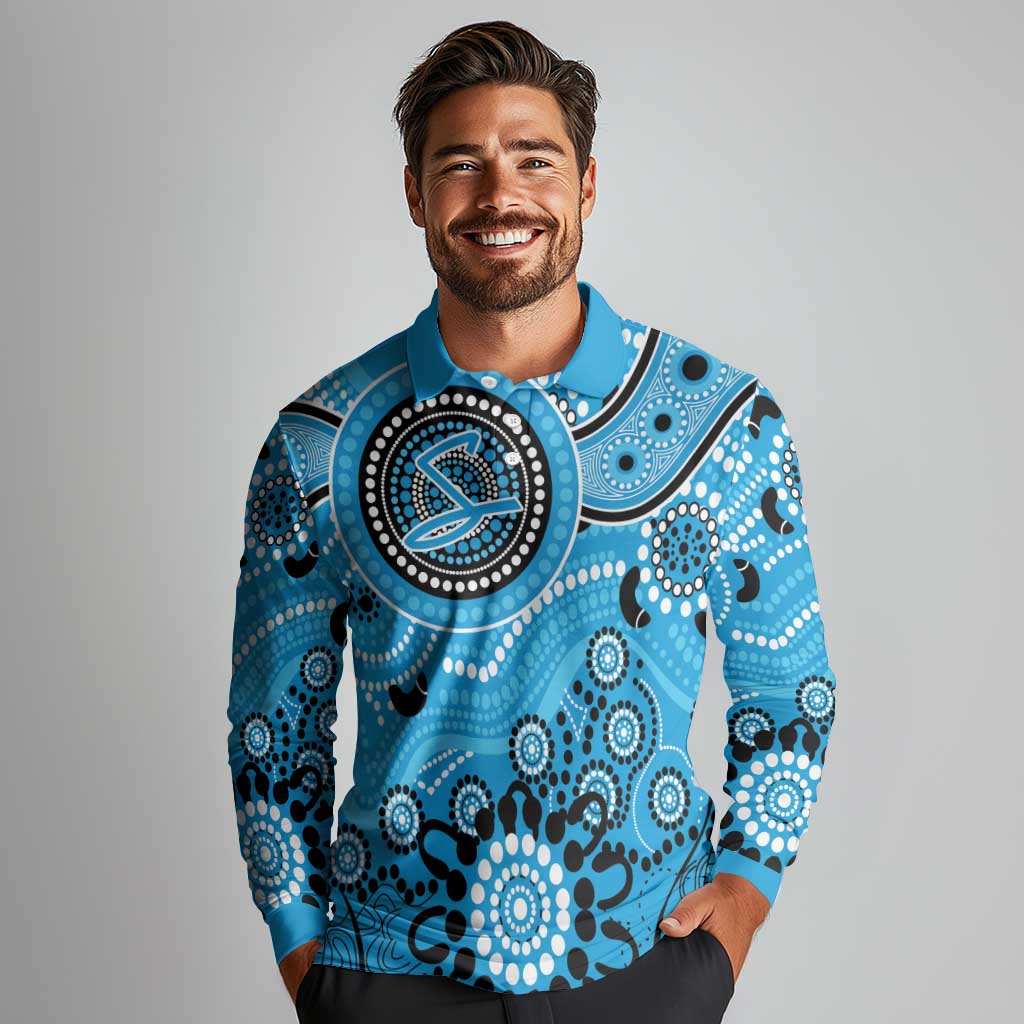 Strikers Cricket Custom Long Sleeve Polo Shirt Australian Aboriginal