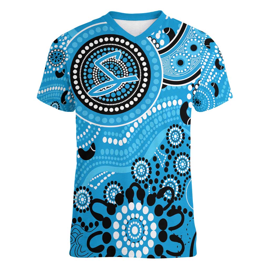 Strikers Cricket Custom Women V-Neck T-Shirt Australian Aboriginal