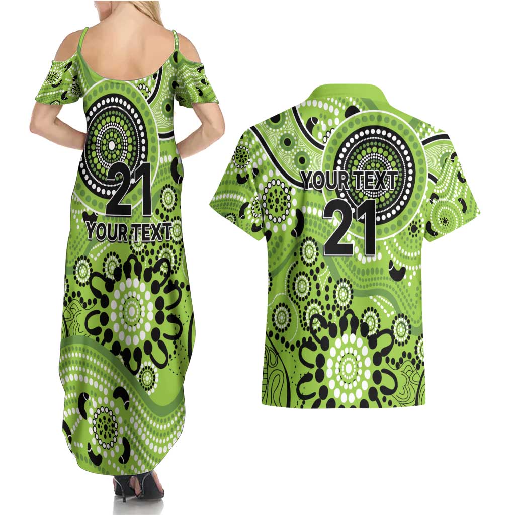 Thunder Cricket Custom Couples Matching Summer Maxi Dress and Hawaiian Shirt Australian Aboriginal