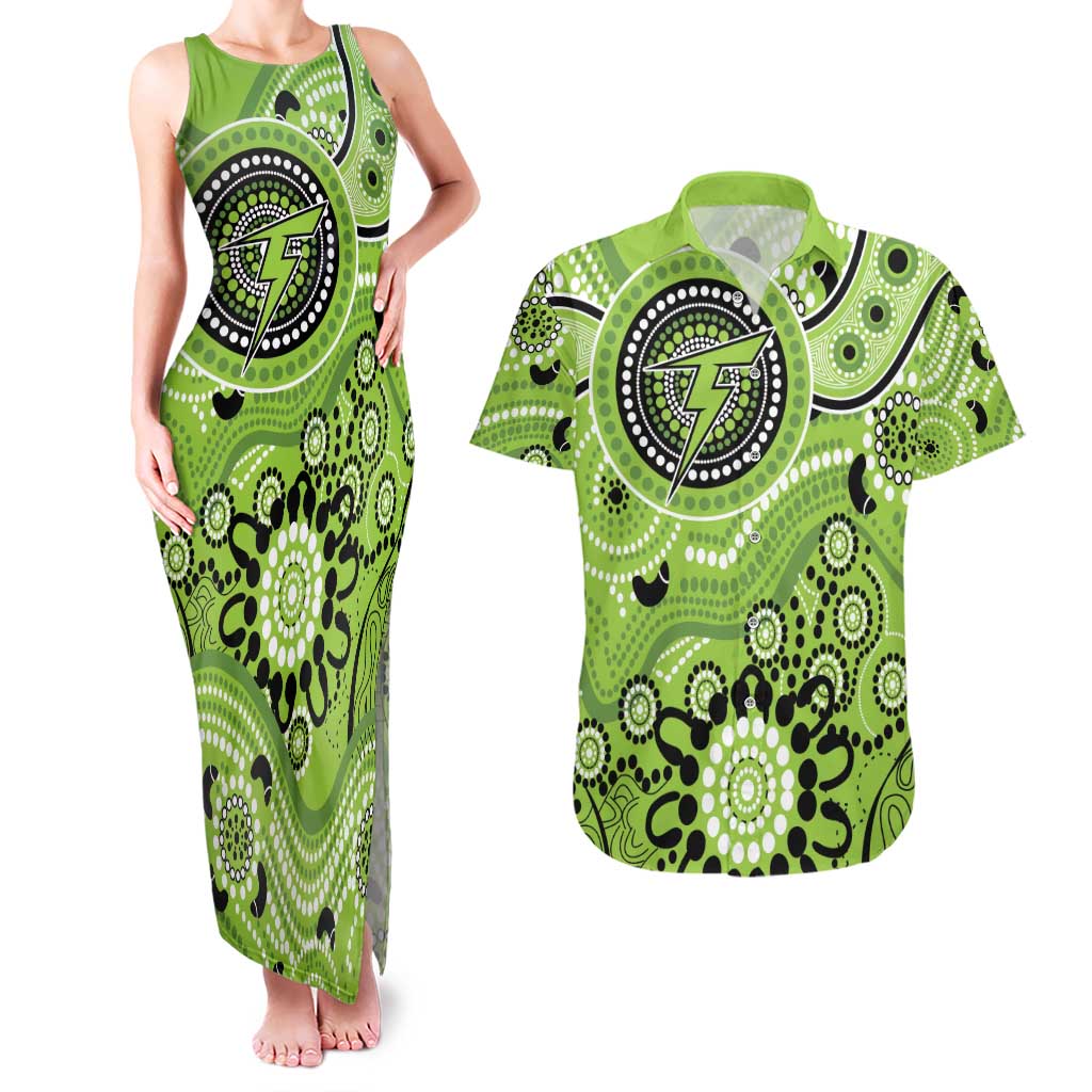 Thunder Cricket Custom Couples Matching Tank Maxi Dress and Hawaiian Shirt Australian Aboriginal