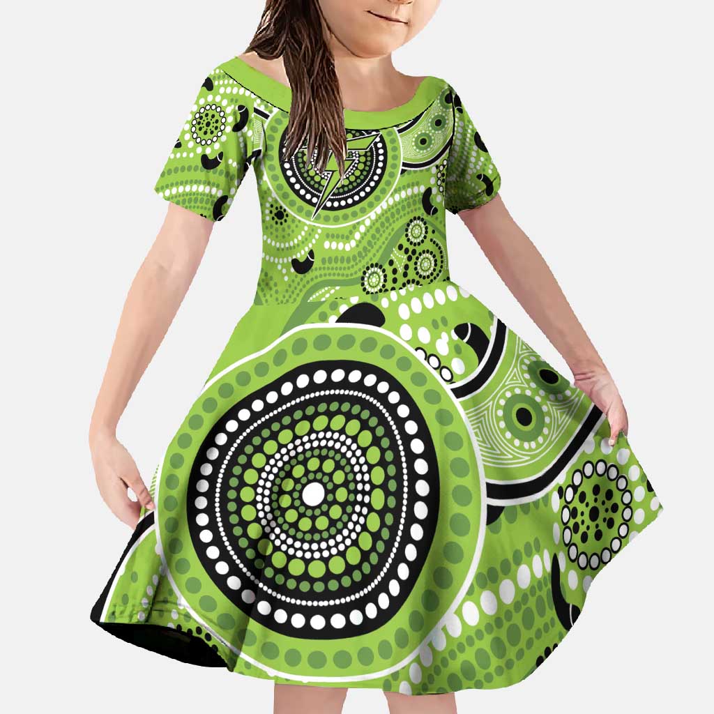 Thunder Cricket Custom Family Matching Long Sleeve Bodycon Dress and Hawaiian Shirt Australian Aboriginal