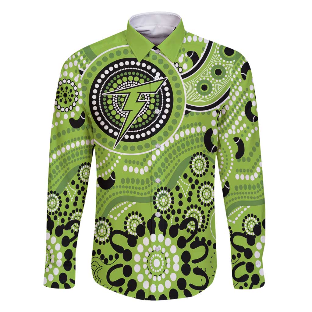 Thunder Cricket Custom Family Matching Long Sleeve Bodycon Dress and Hawaiian Shirt Australian Aboriginal