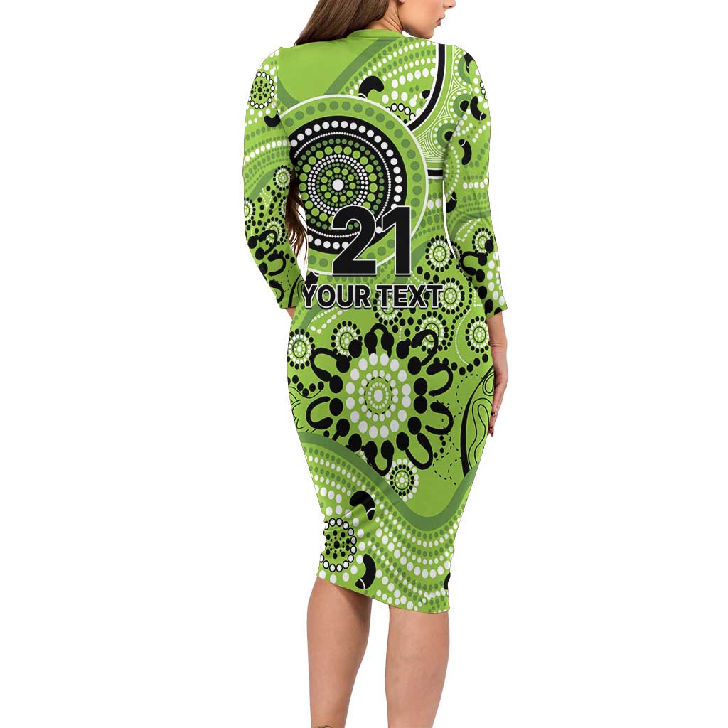 Thunder Cricket Custom Family Matching Long Sleeve Bodycon Dress and Hawaiian Shirt Australian Aboriginal