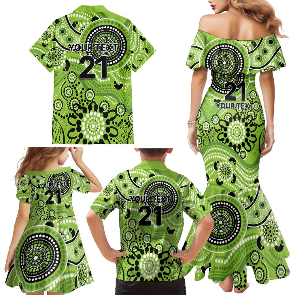 Thunder Cricket Custom Family Matching Mermaid Dress and Hawaiian Shirt Australian Aboriginal