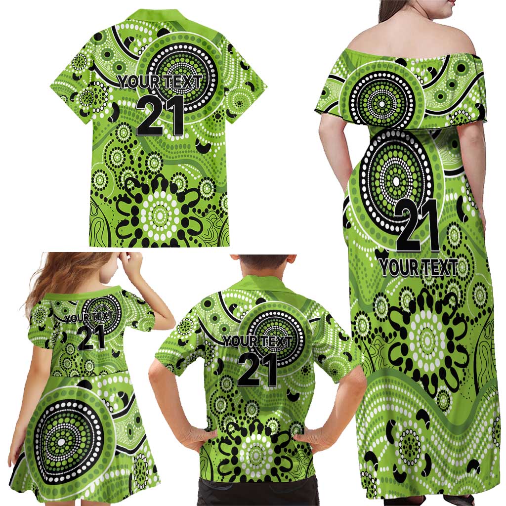 Thunder Cricket Custom Family Matching Off Shoulder Maxi Dress and Hawaiian Shirt Australian Aboriginal